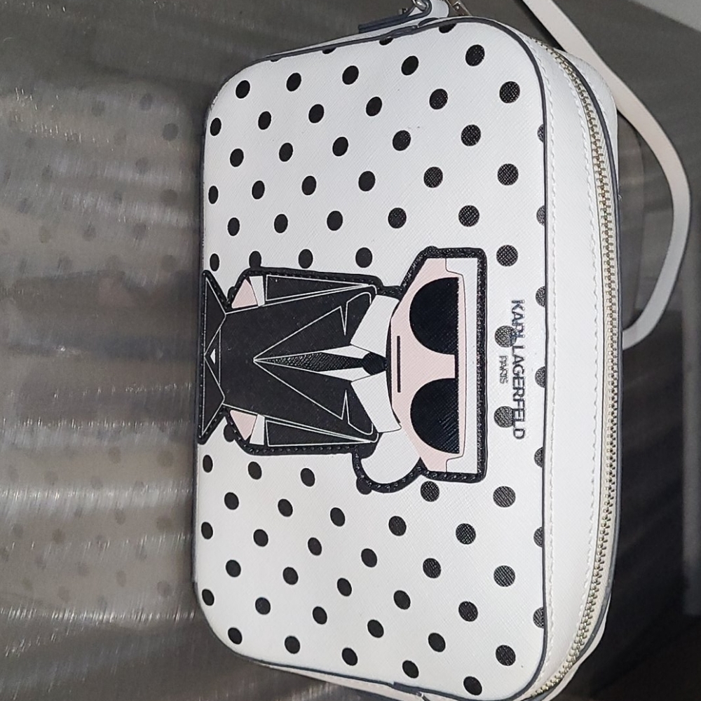 KARL LAGERFELD LOGO CROSS BODY POLKA DOT BAG🖤🤍